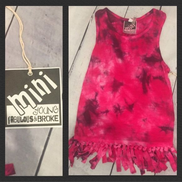 NWT, Girls MINI Young, Broke, & Fabulous Tie-Dyed Fringe Tank. 6T